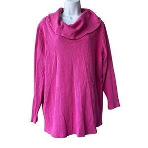 Denim & Co. Cowl Neck Thermal Tunic Top Women’s Plus 2X Pink Long Sleeve Cozy